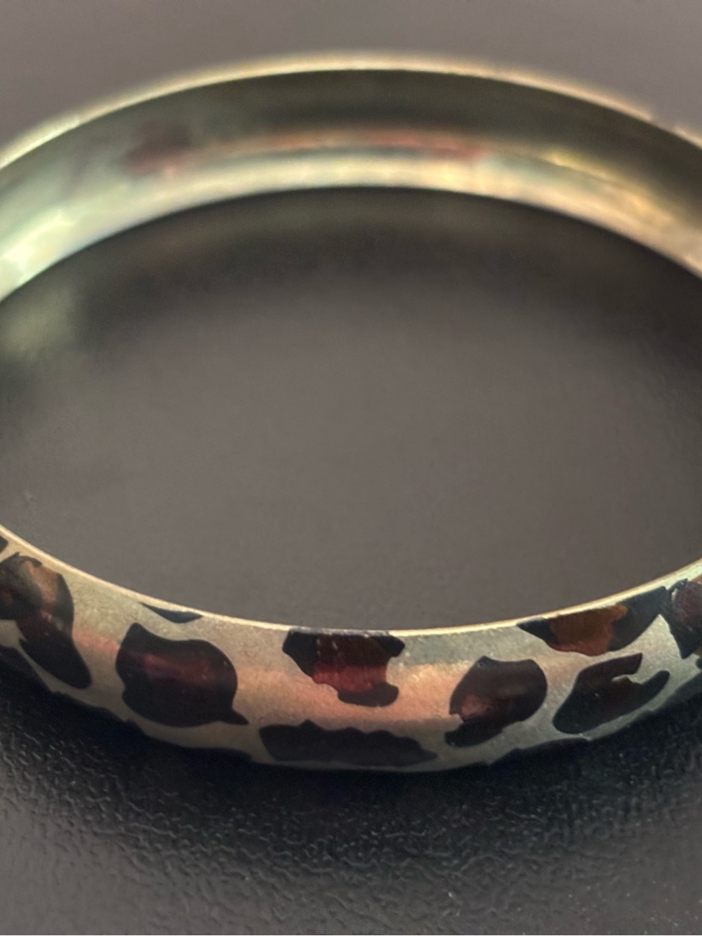 Leopard Print Bangle Bracelets in Gold Tone
